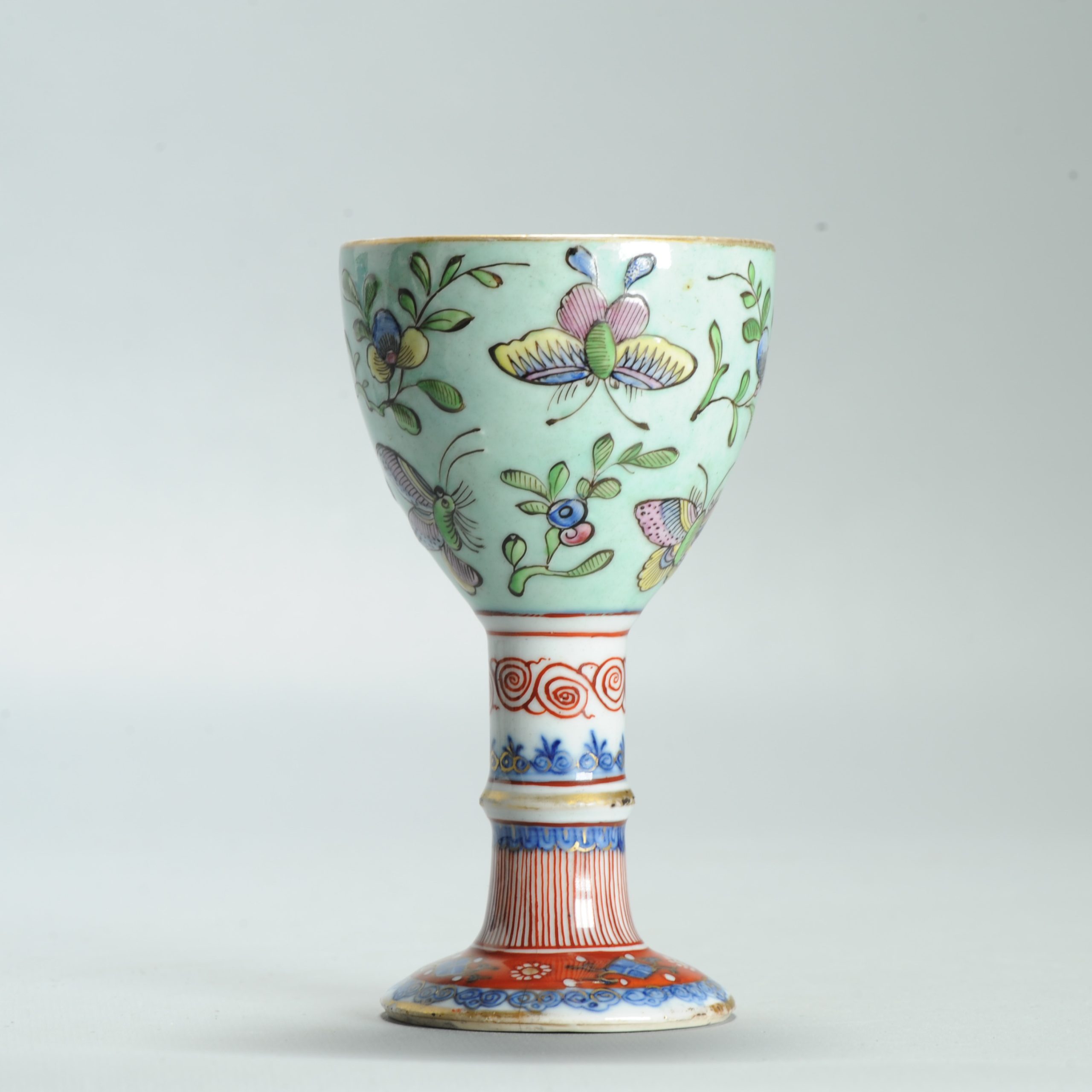 1592 Antique Blue and White 1700s footed bowl with ca 1800 English Regency / George the IV 19th c redecoration