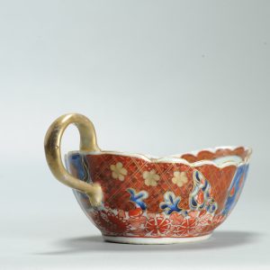 1599 Antique Blue and White 1750s  Sauceboat with ca 1800 English Regency / George the IV 19th c redecoration