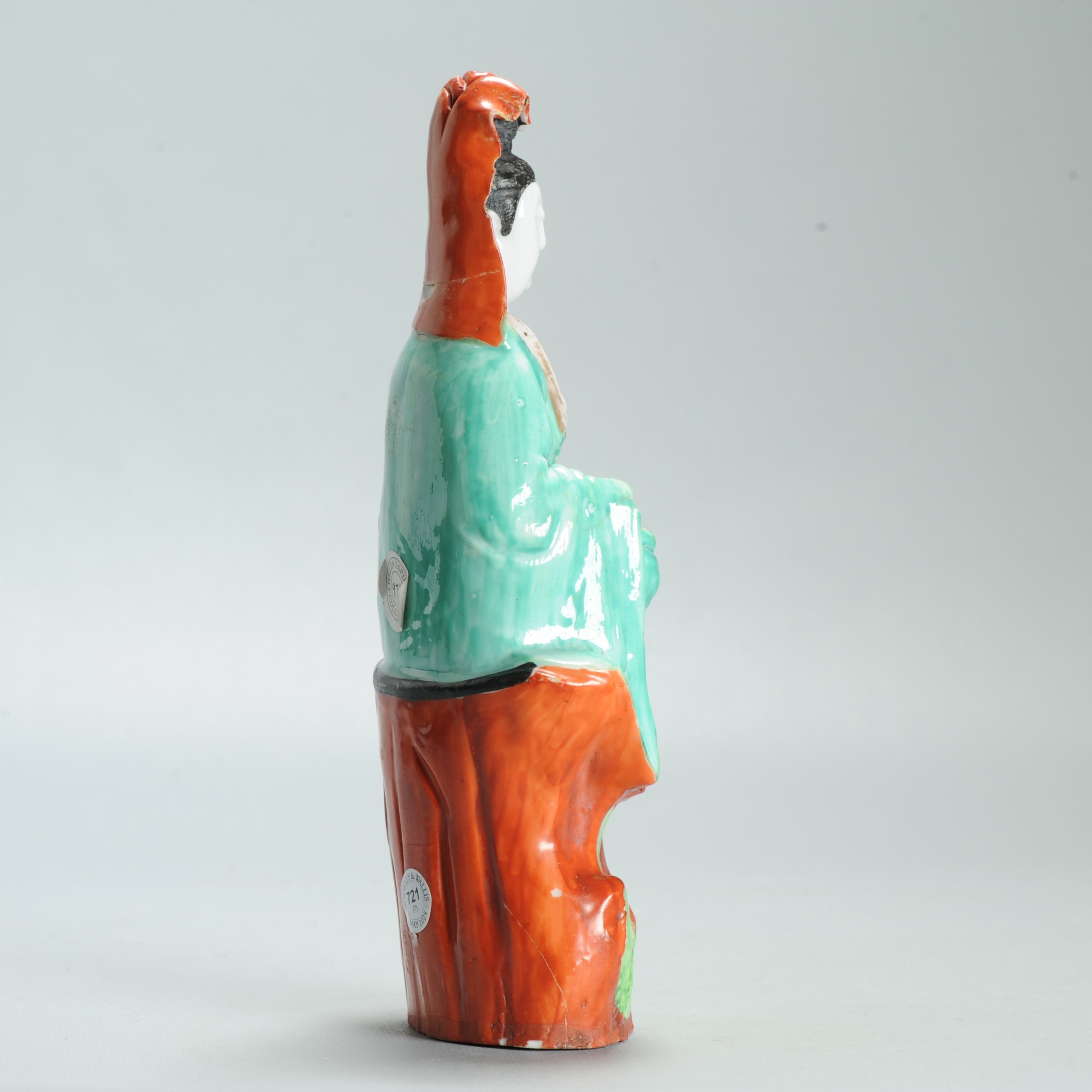 1629 Antique 17th c White Dehua Statue with ca 1800 English Regency / George the IV 19th c redecoration - Image 6