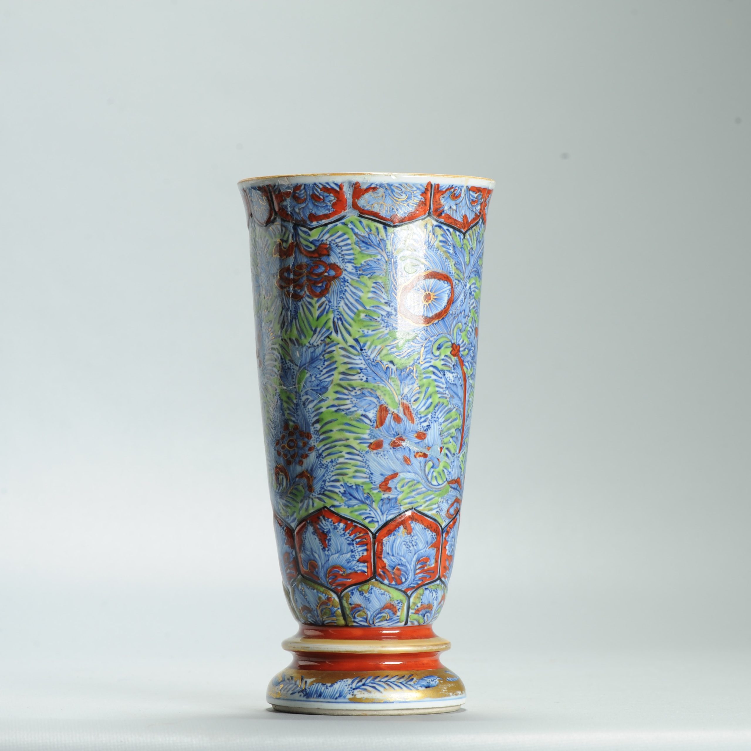 1631 Antique 17th c Blue and White Beaker Vase with ca 1800 English Regency / George the IV 19th c redecoration - Image 13