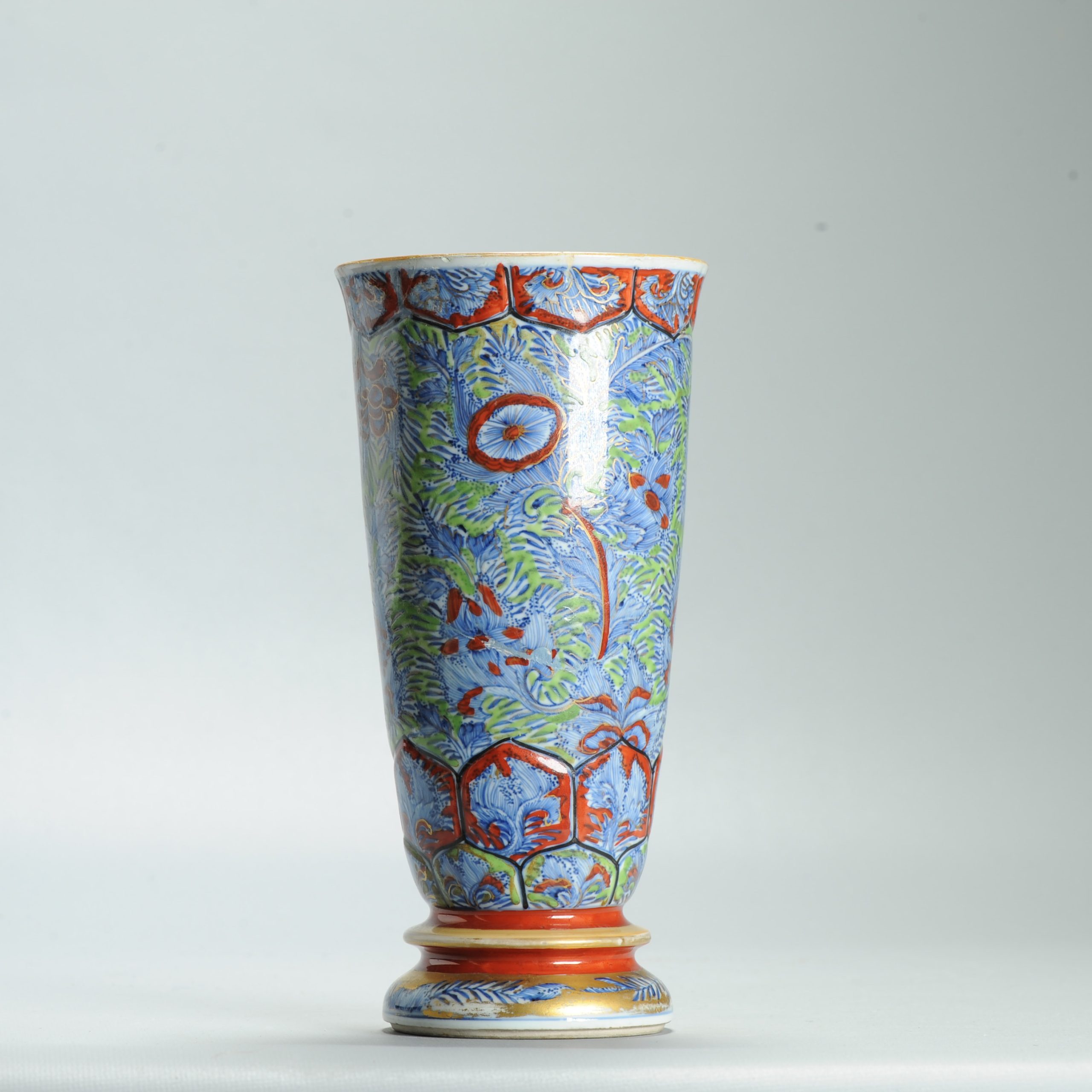 1631 Antique 17th c Blue and White Beaker Vase with ca 1800 English Regency / George the IV 19th c redecoration - Image 12