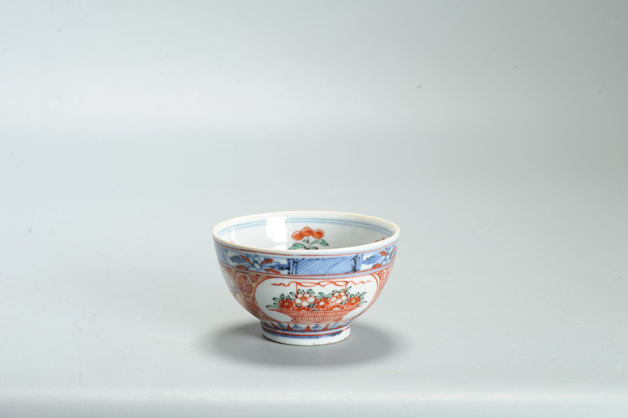 1636 Antique Chinese Porcelain Blue and white Dehua? Bowl with Redecoration