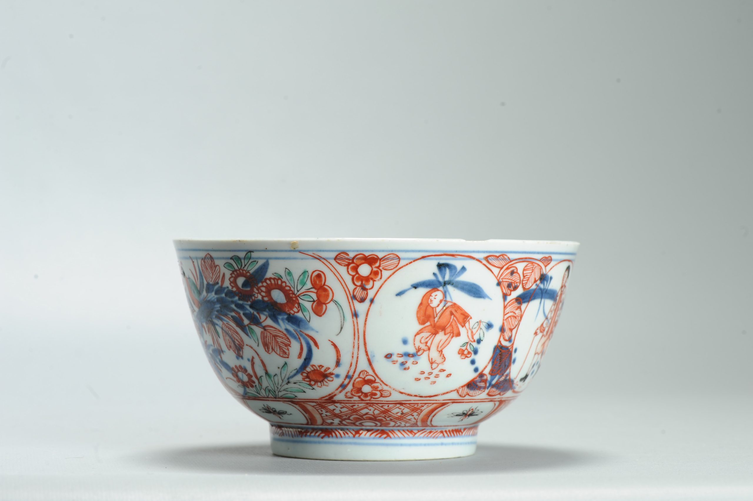 1635 Antique Chinese Porcelain Blue and white Bowl with Figural Redecoration - Image 14