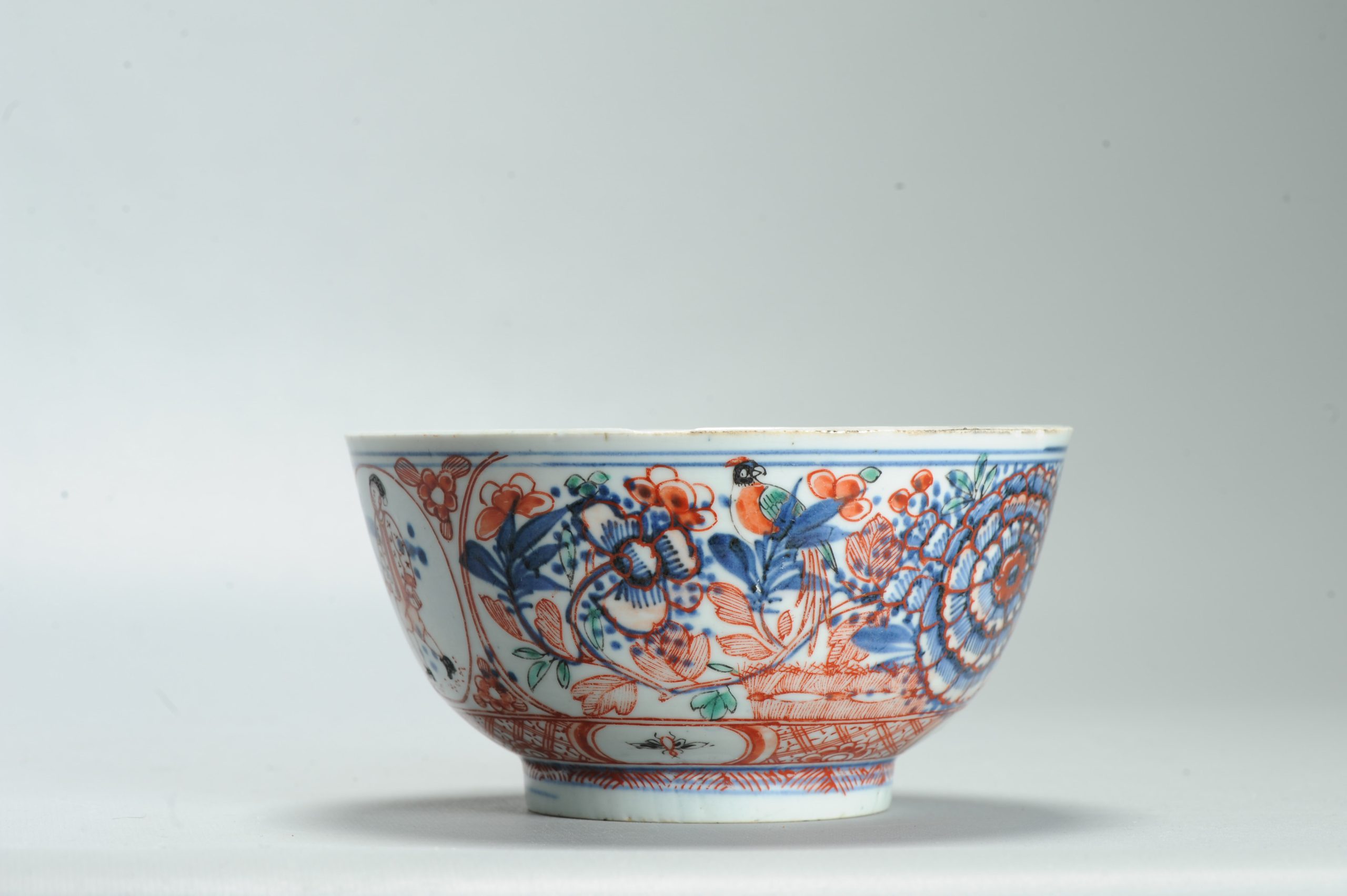 1635 Antique Chinese Porcelain Blue and white Bowl with Figural Redecoration - Image 9