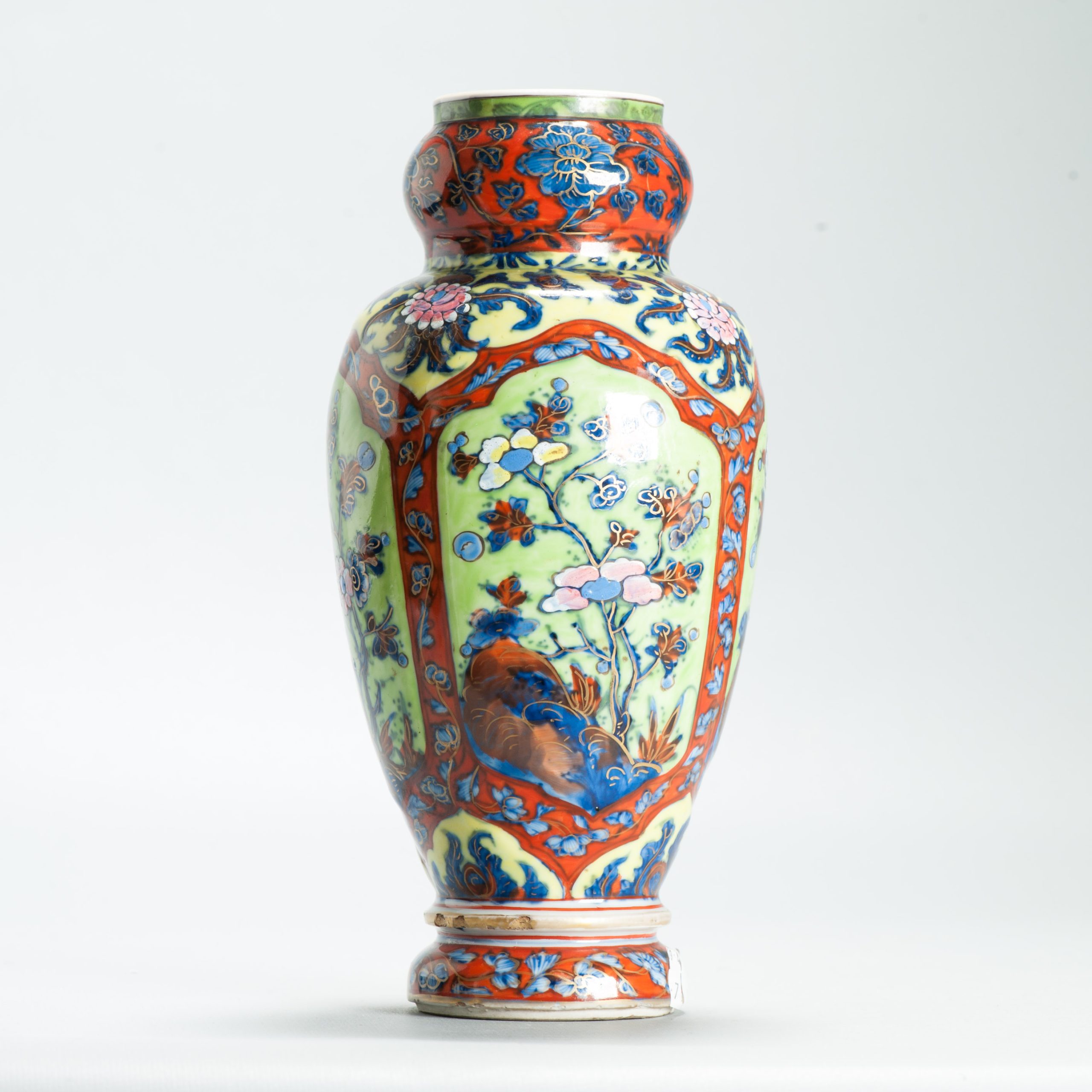 1645 Antique 1700 Blue and White Vase with ca 1800 English Regency / George the IV 19th c redecoration