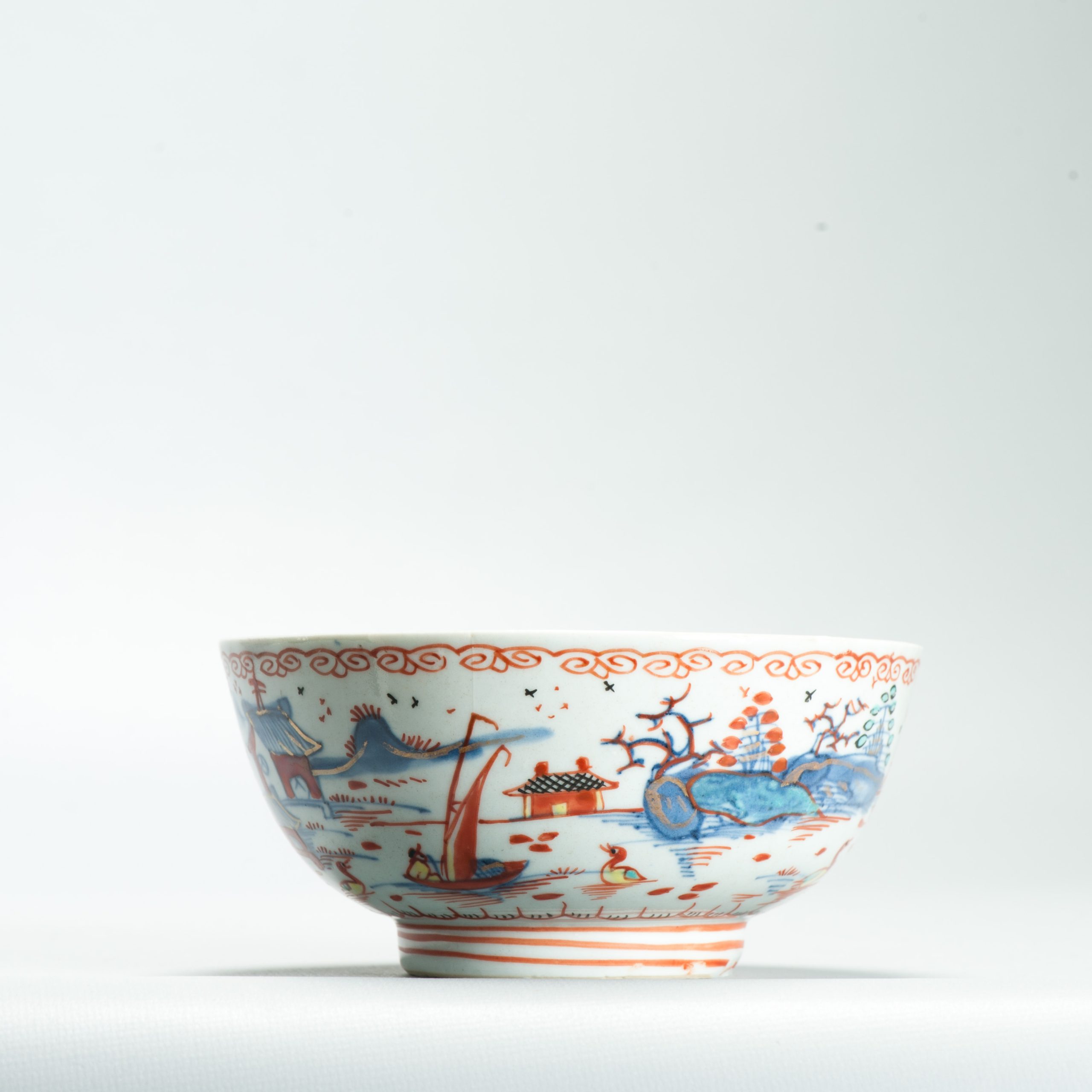 1648 A Very Rare Amsterdam Bont Bowl with a pencilled redecoration with Yellow ducks