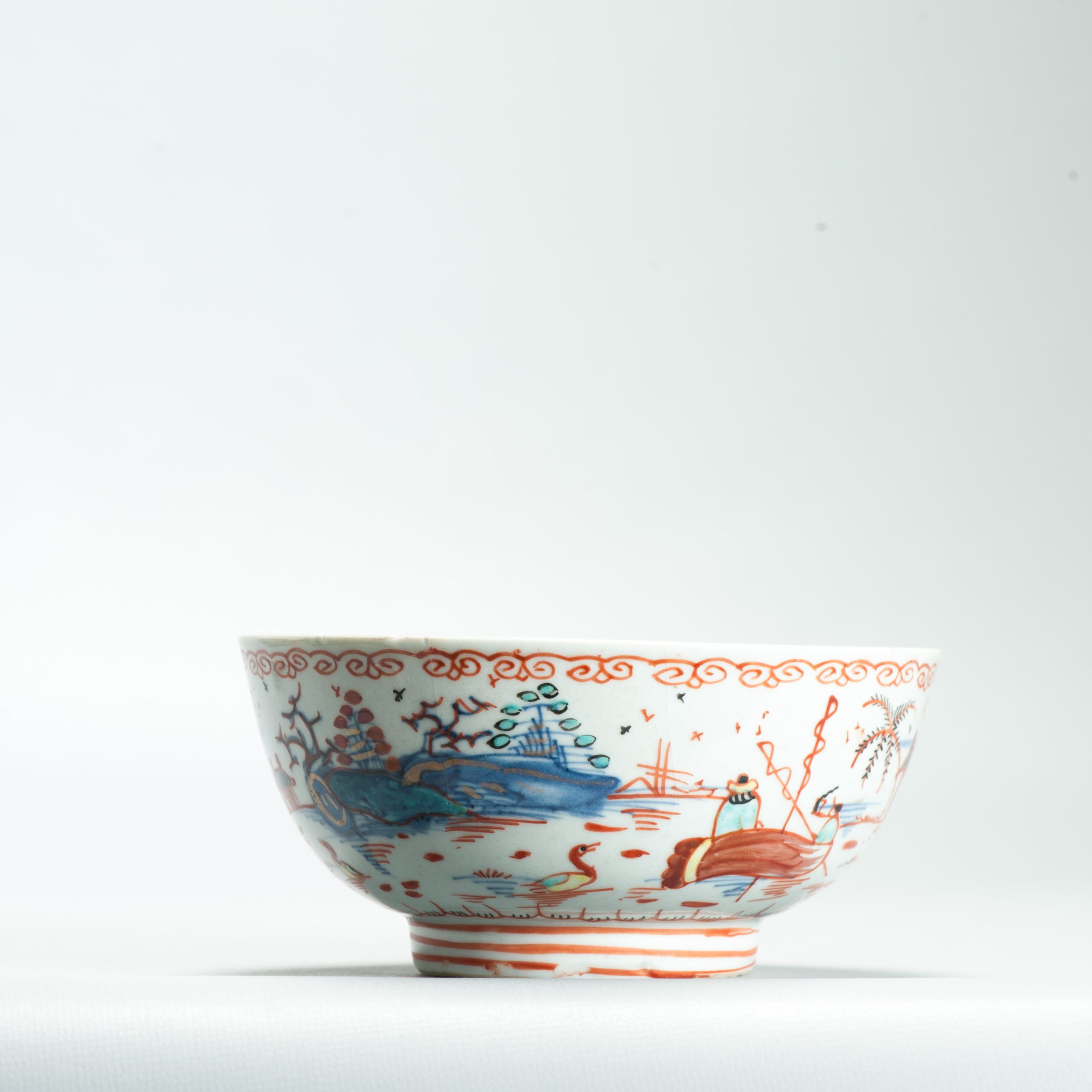 1648 A Very Rare Amsterdam Bont Bowl with a pencilled redecoration with Yellow ducks - Image 13