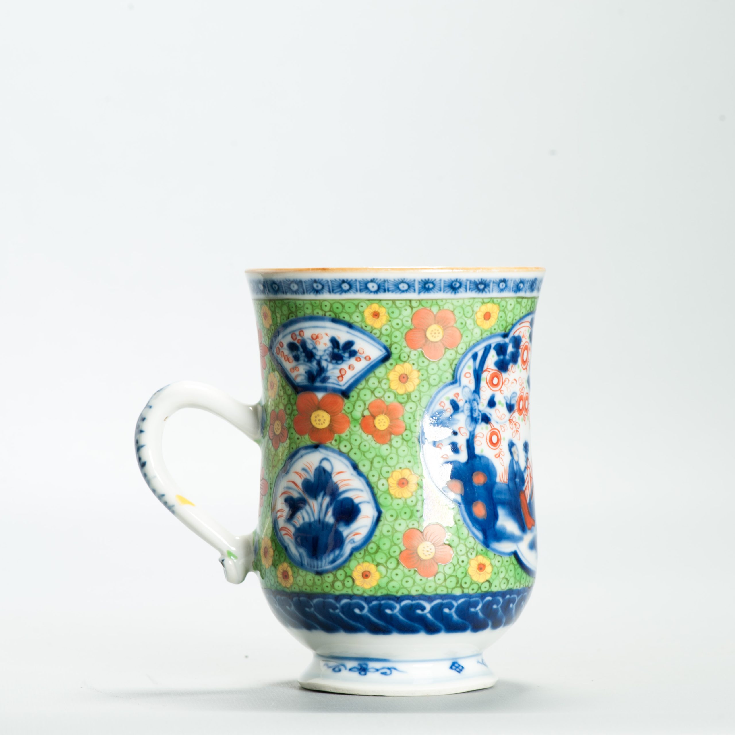 1655 Antique 1750 Qianlong Blue and White jug with ca 1800 English Regency / George the IV 19th c redecoration