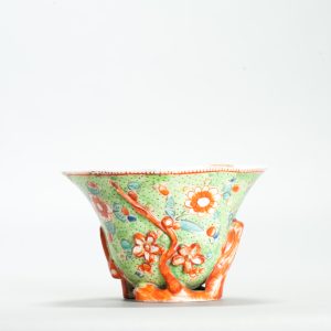 1659 Antique 17th C Chinese Cup Dehua Blanc de Chine Libation Cup. Redecorated in Europe.