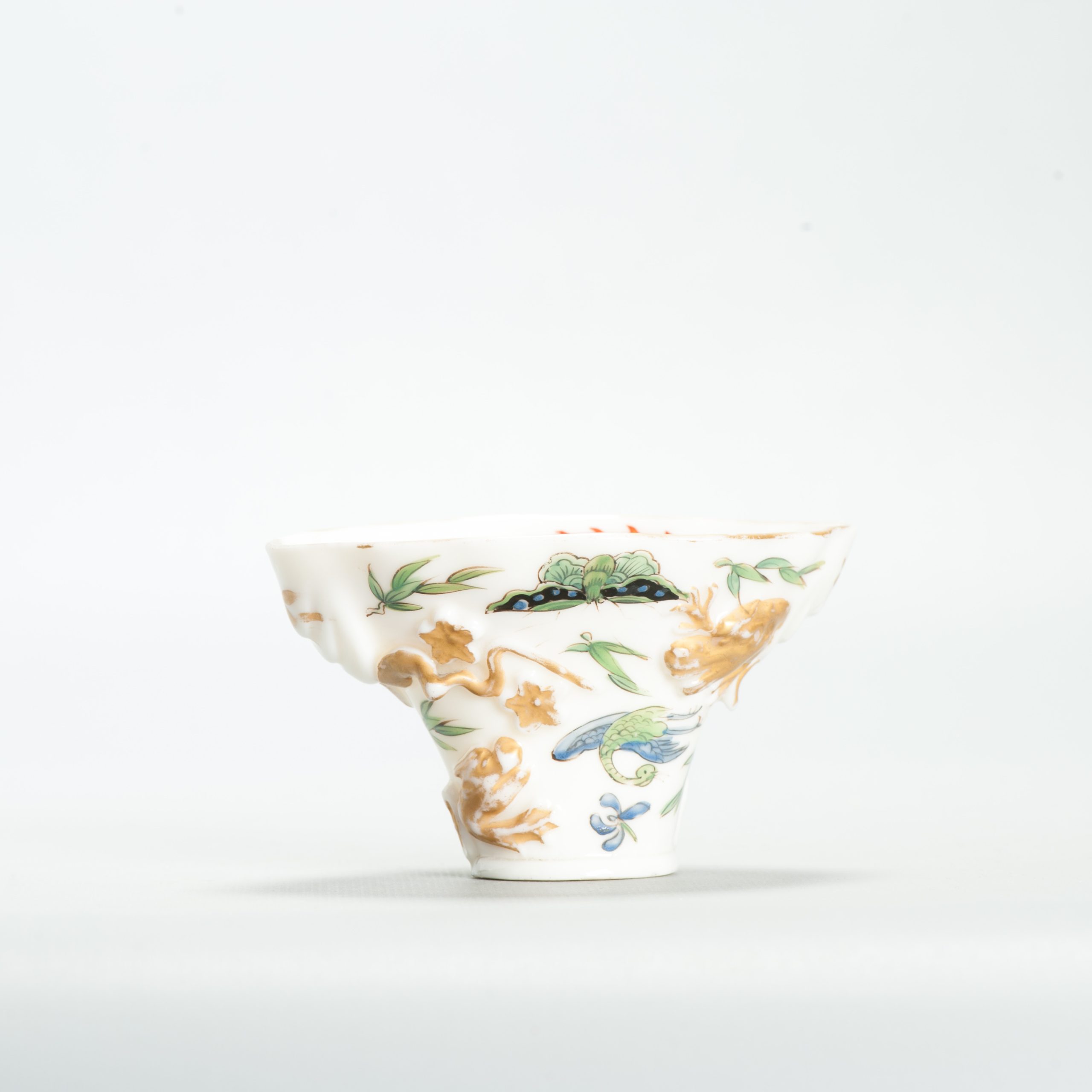 1660 Antique 17th C Chinese Cup Dehua Blanc de Chine  Cup. Redecorated in Europe.