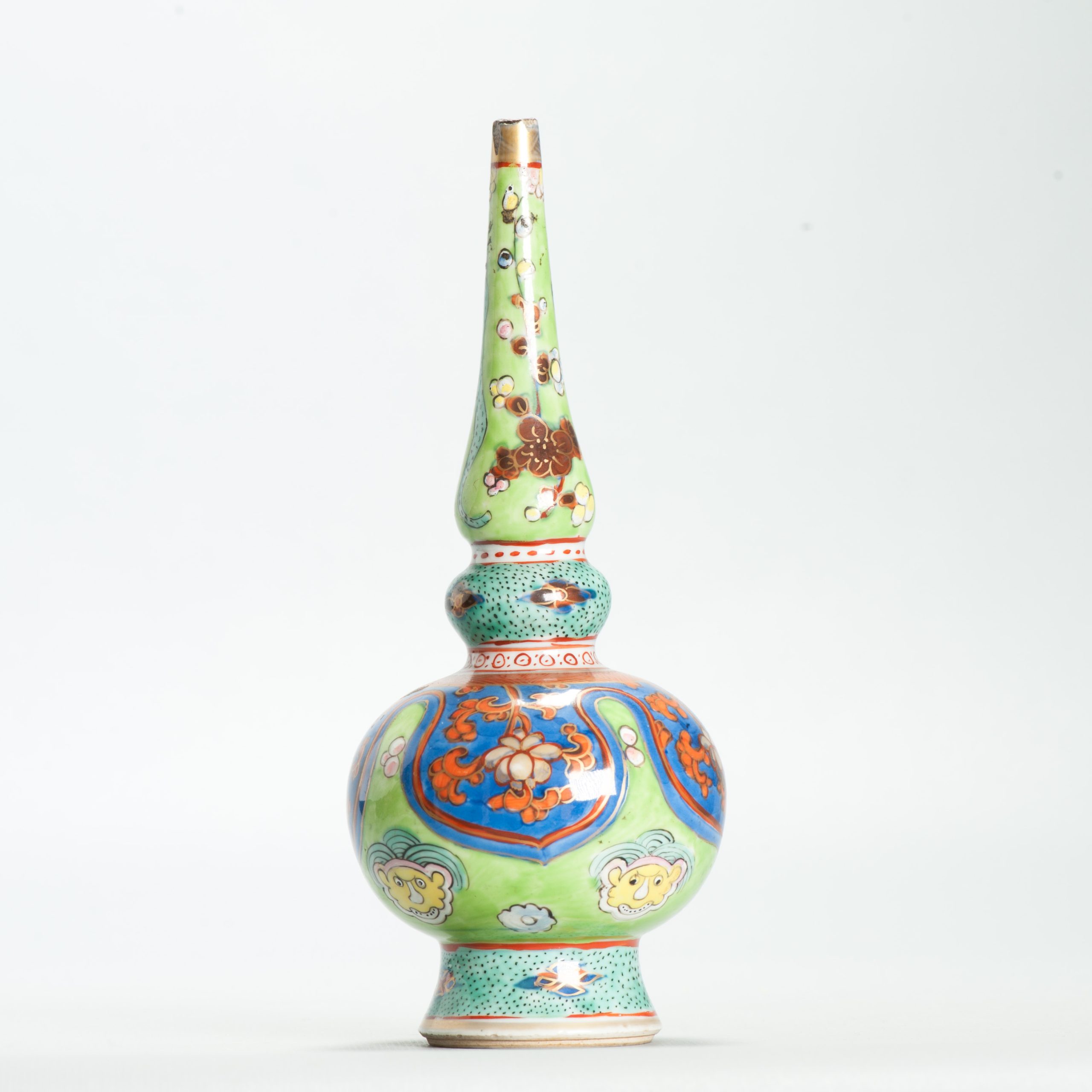 1663 Antique 17th C Chinese Cup Kangxi Rosewater Sprinkler. Redecorated in Europe.