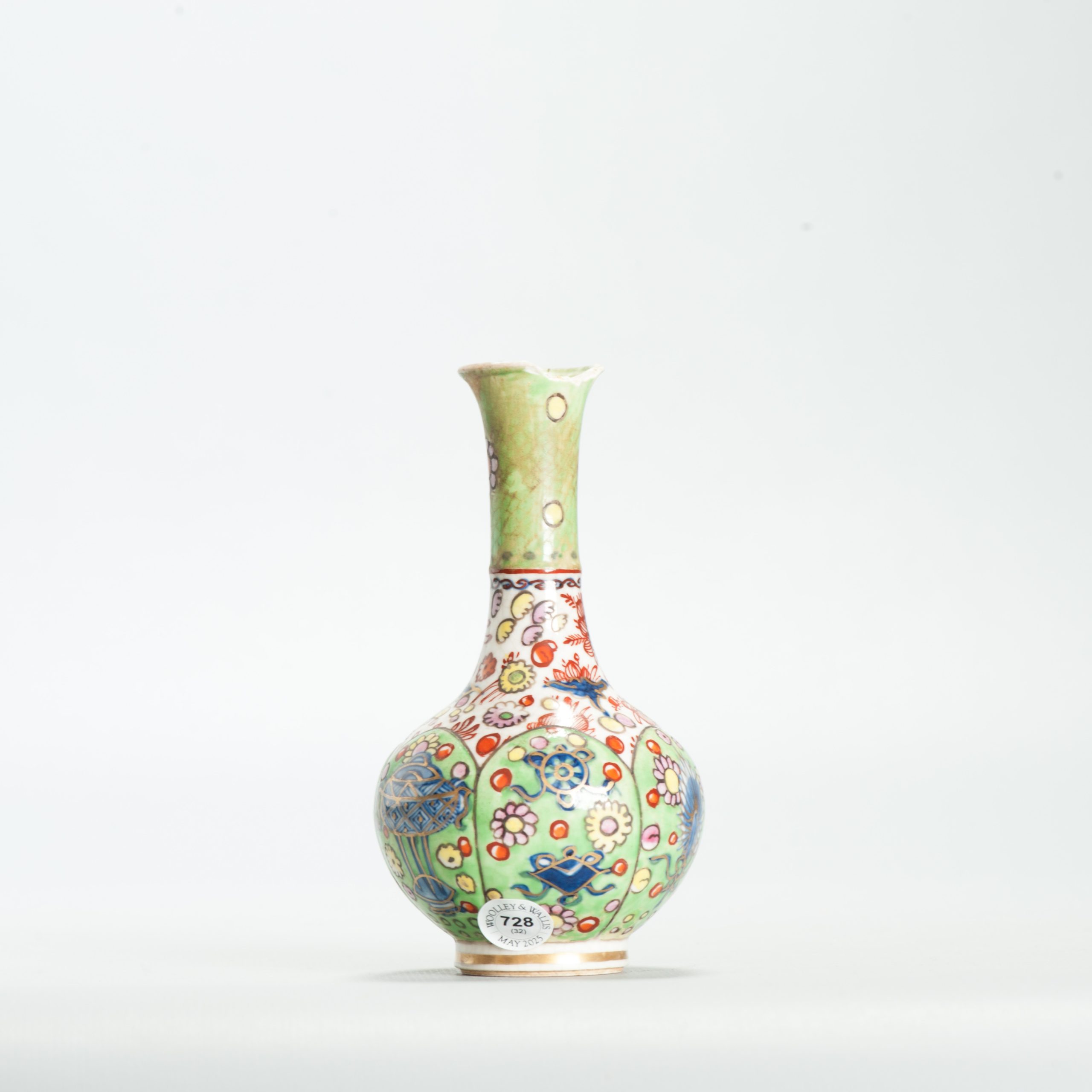 1664 Antique 17th C Chinese Cup Kangxi Softpaste Vase. Redecorated in Europe.