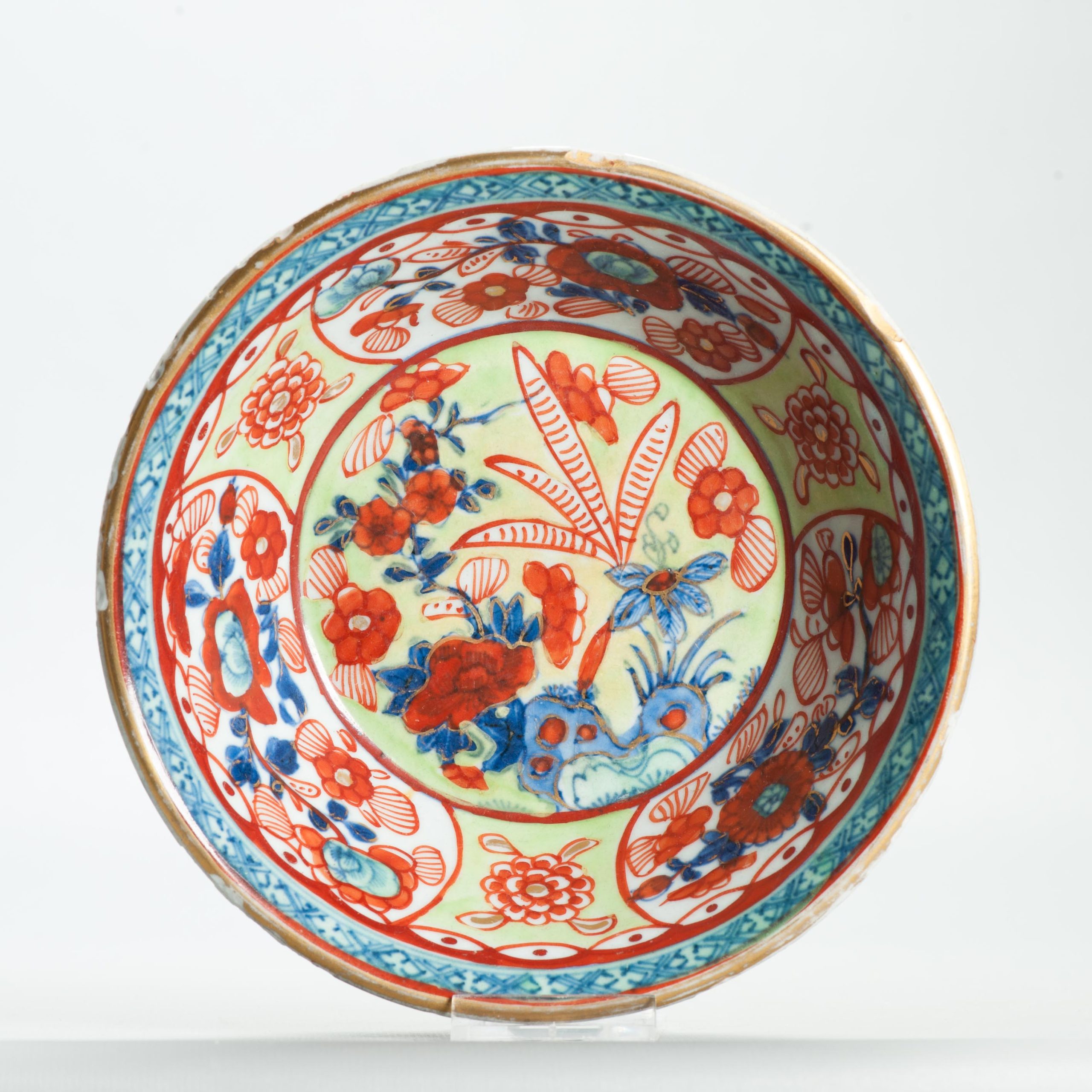 1666 Antique 18th C Chinese bowl China. Redecorated in Europe.