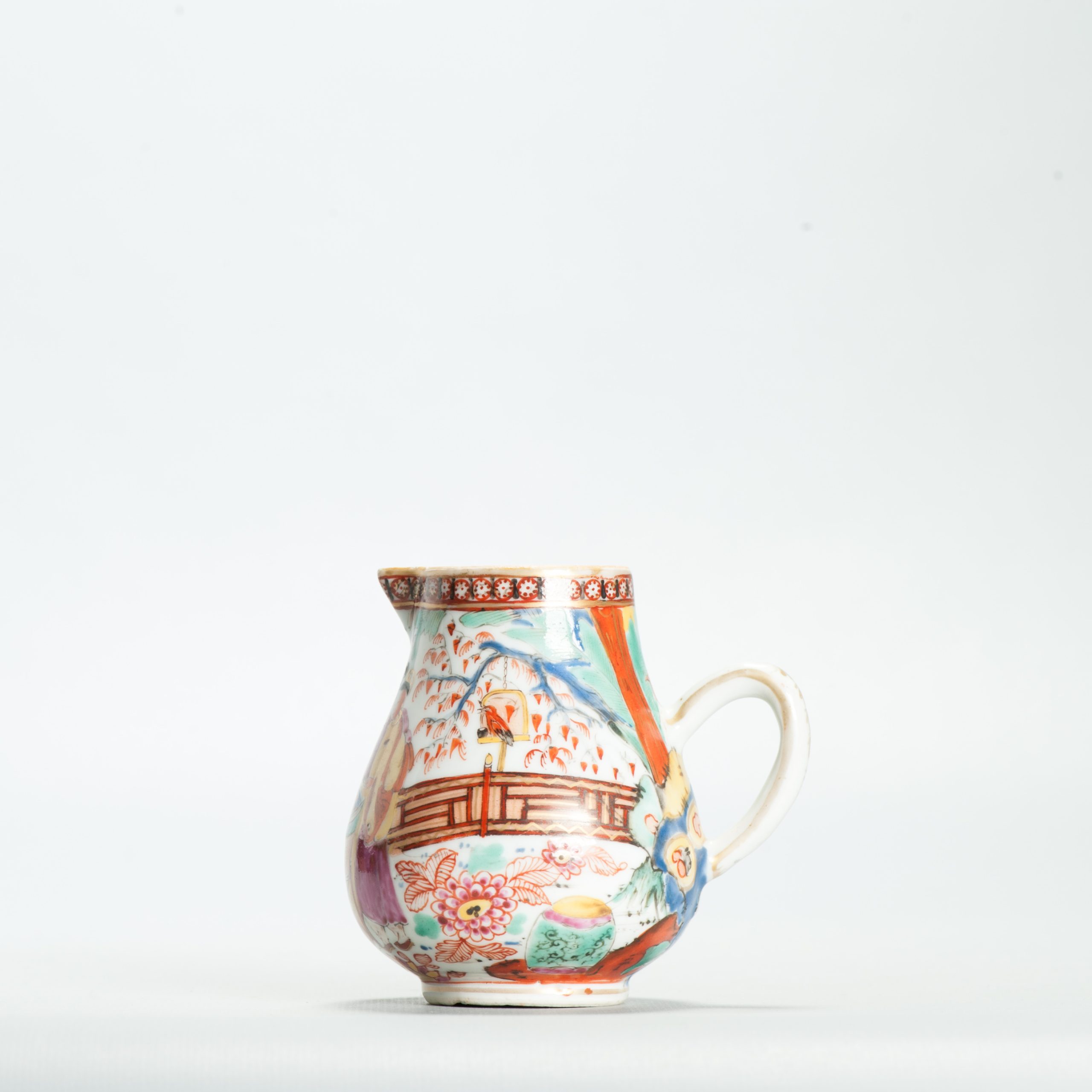1667 Antique 18th C Qianlong Chinese Creamer With Mandarin Scene Redecorated in Europe.