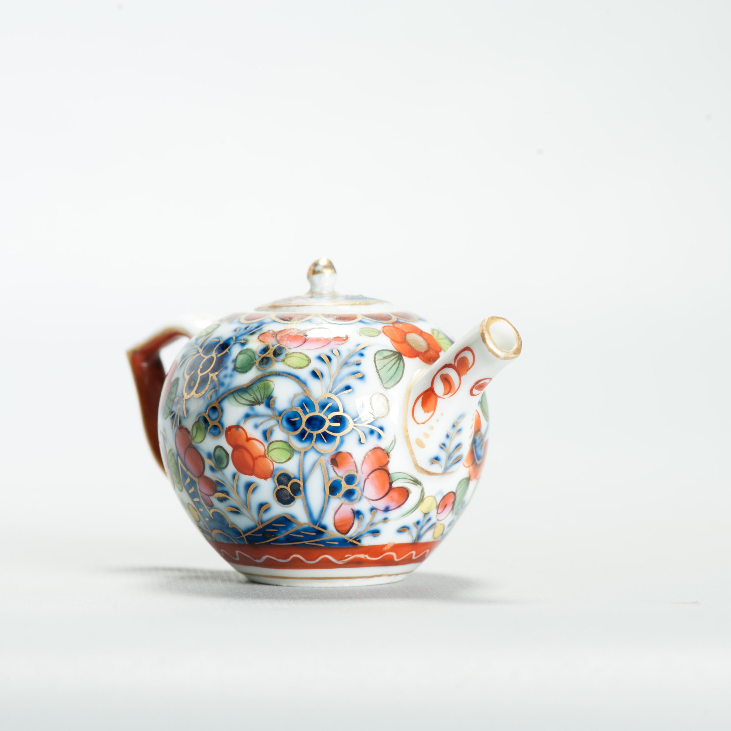 1668 Antique European Softpaste Porcelain Teapot. Marked Base. Redecorated in Europe.