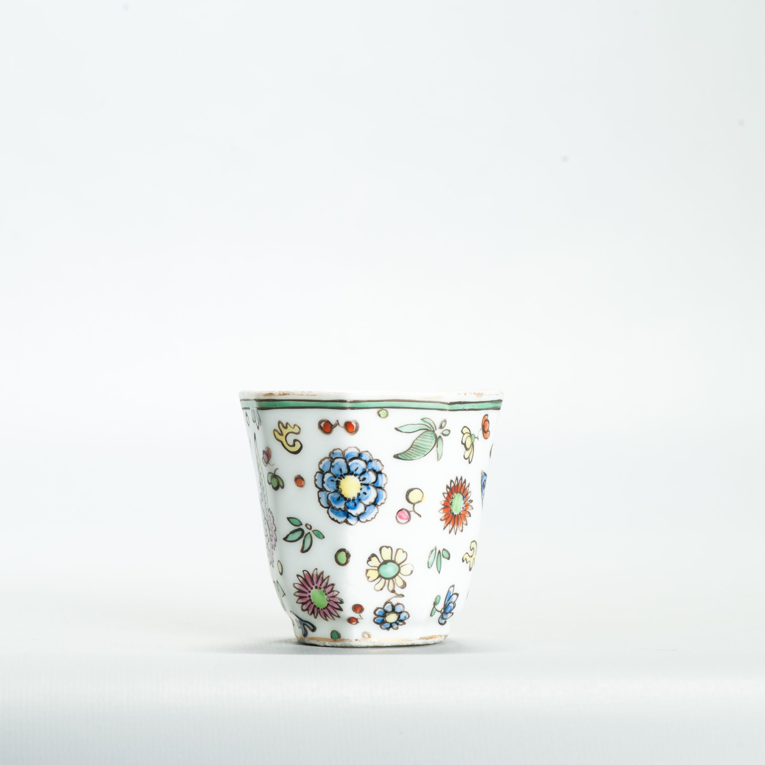 1675 Antique 17th C Chinese Cup Dehua Blanc de Chine  Cup. Redecorated in Europe.