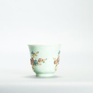 1677 Antique 17th C Chinese Cup Dehua Blanc de Chine  Cup. Redecorated in Europe.