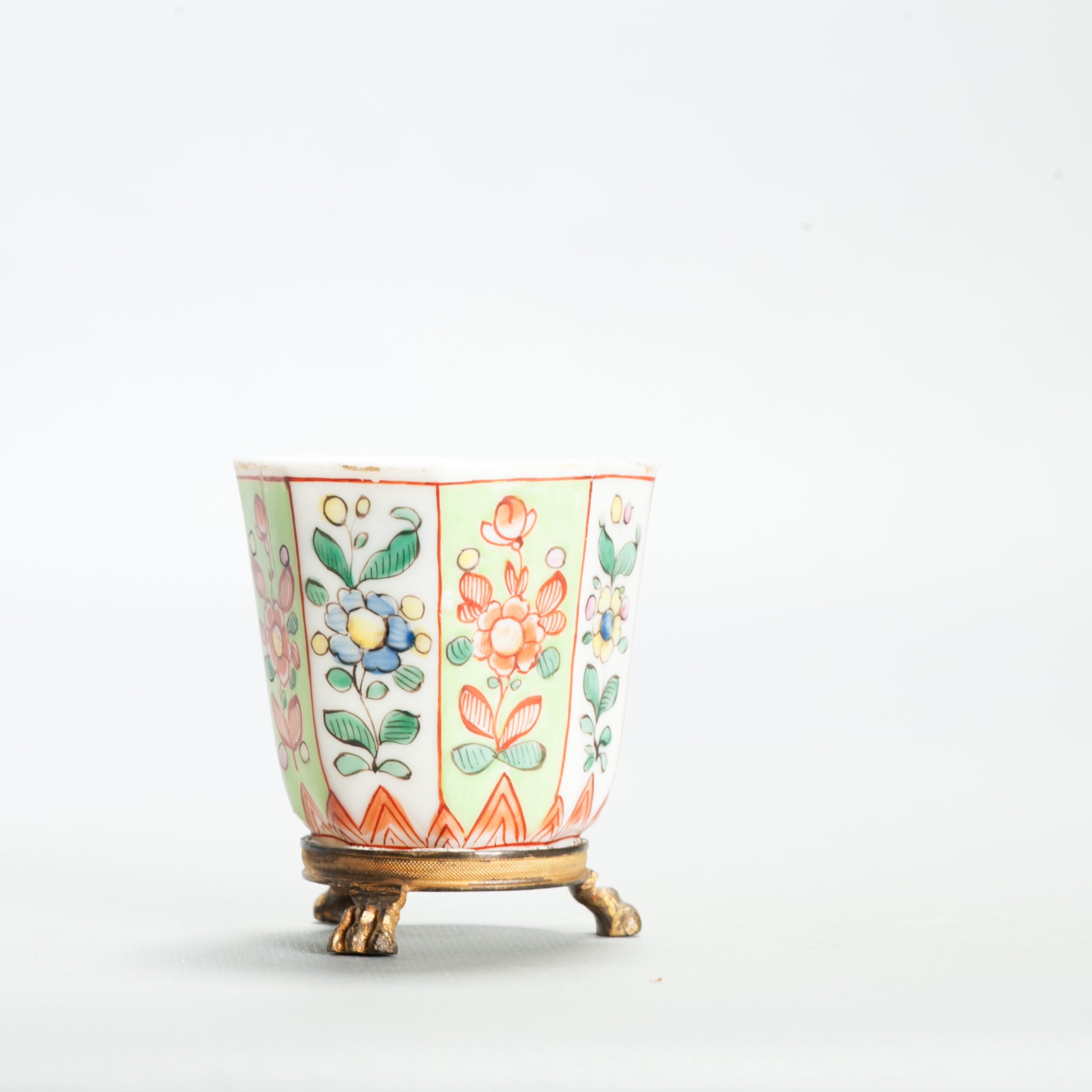 1676 Antique 17th C Chinese Cup Dehua Blanc de Chine  Cup. Redecorated in Europe.