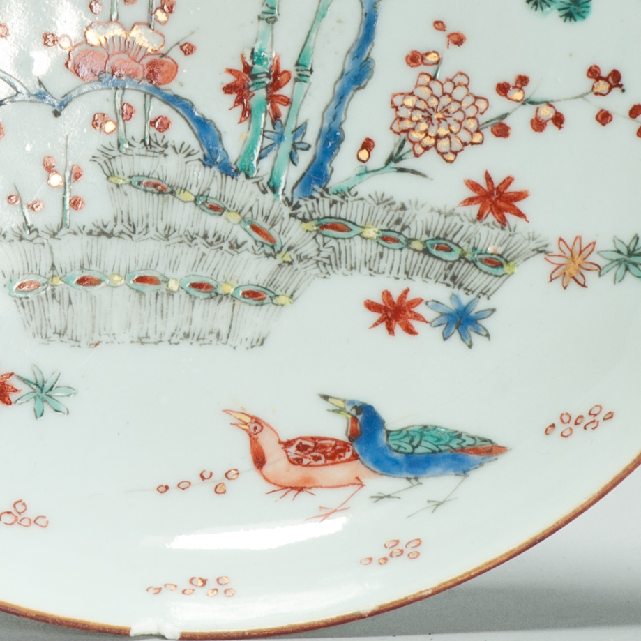 1678 A Chinese Porcelain Kakiemon Style Amsterdam Bont Plate with Quails and Birds - Image 6