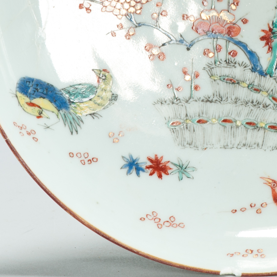 1678 A Chinese Porcelain Kakiemon Style Amsterdam Bont Plate with Quails and Birds - Image 3