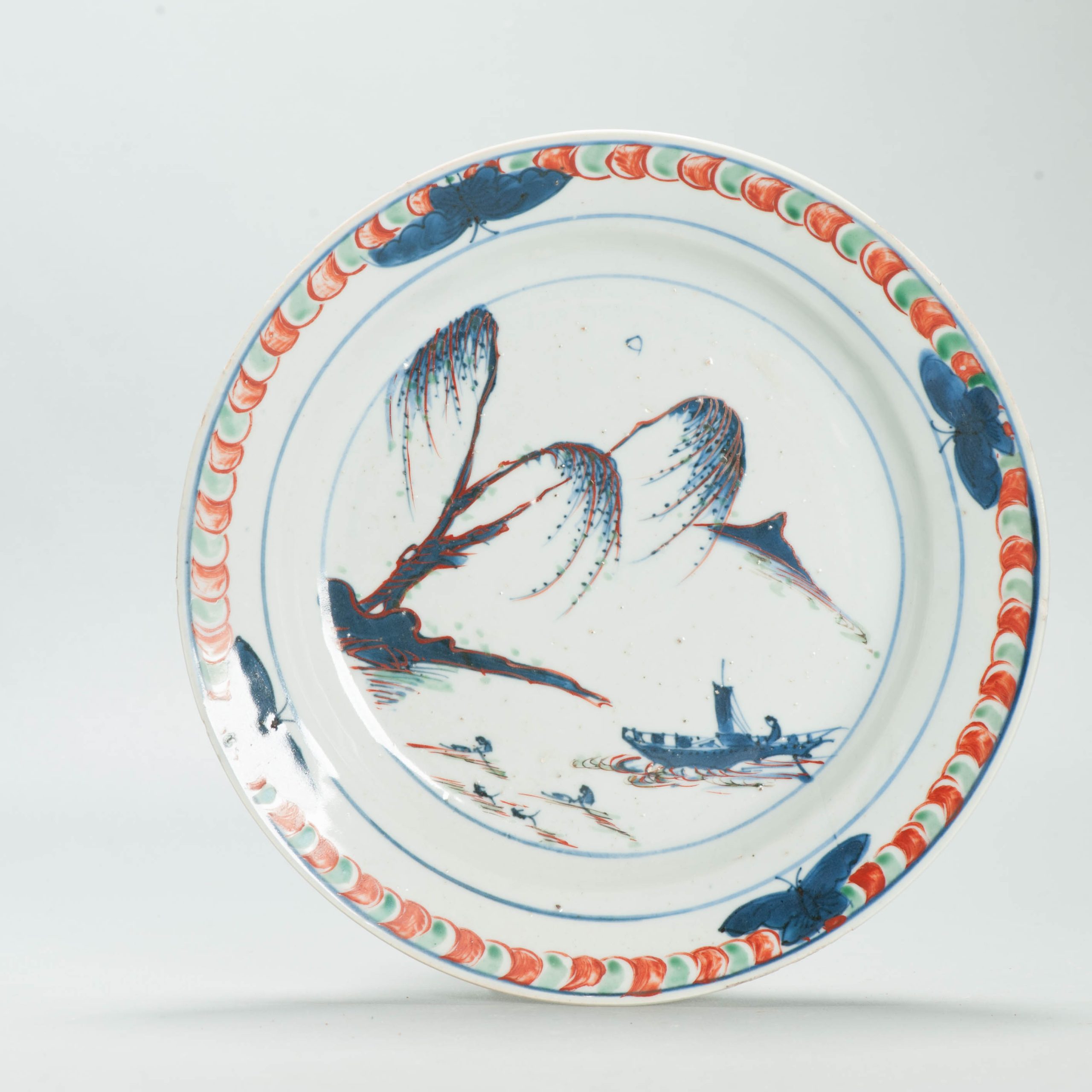1682 Antique Ming Period Dish With Landscape Ko-Akae Kosometsuke Chinese China