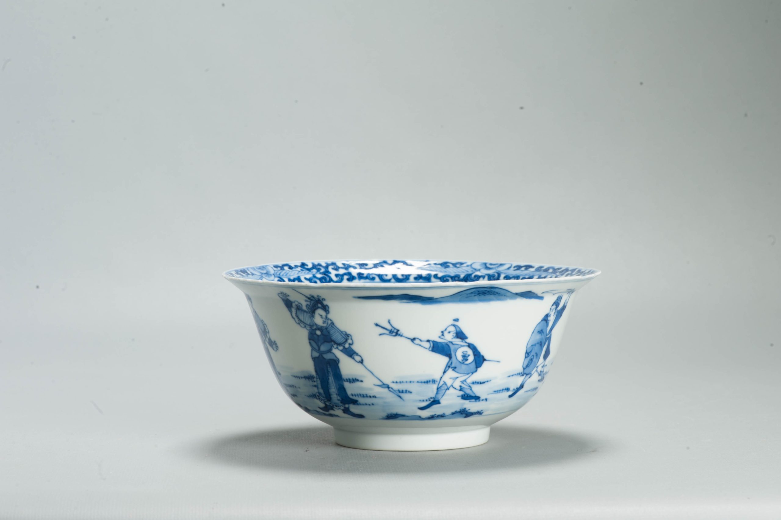 1690 Antique 19th c Bowl with Warriors and a Rose in the centre