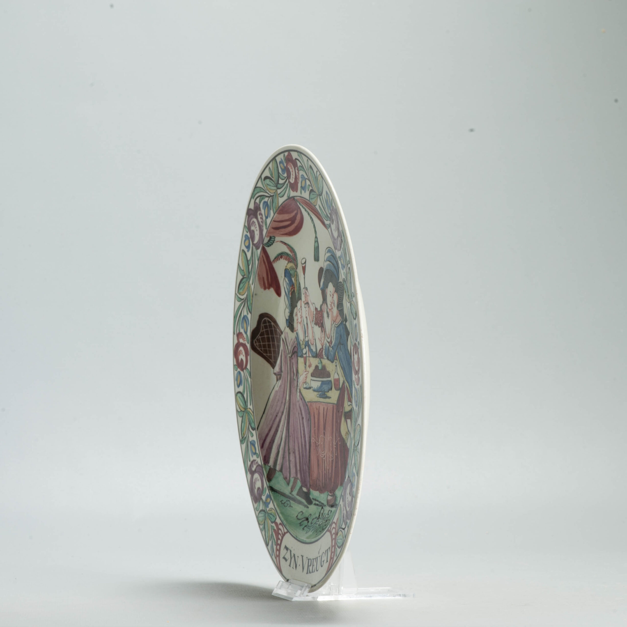 1698-1702 Set of 5 Antique English Creamware Dish Decorated in Holland