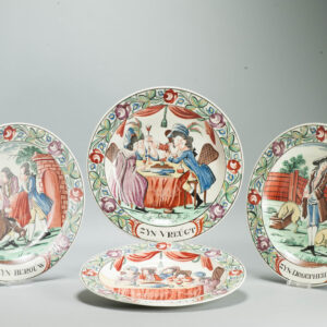 1698-1702 Set of 5 Antique English Creamware Dish Decorated in Holland