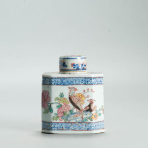 1703 A Very Rare Chinese Teacaddy with an added Amsterdam Bont Famille Rose decoration
