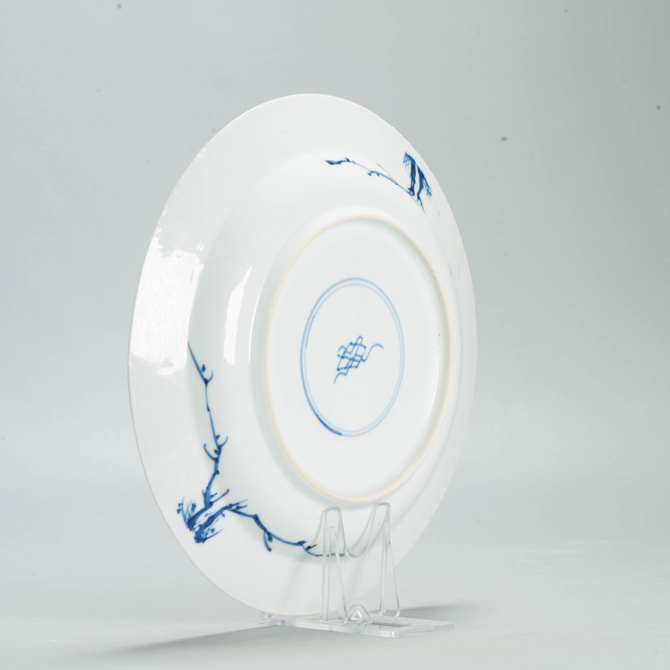 1707 Very nice 1700s Kangxi Blue rim dish Ducks in a Lotuspond - Image 10