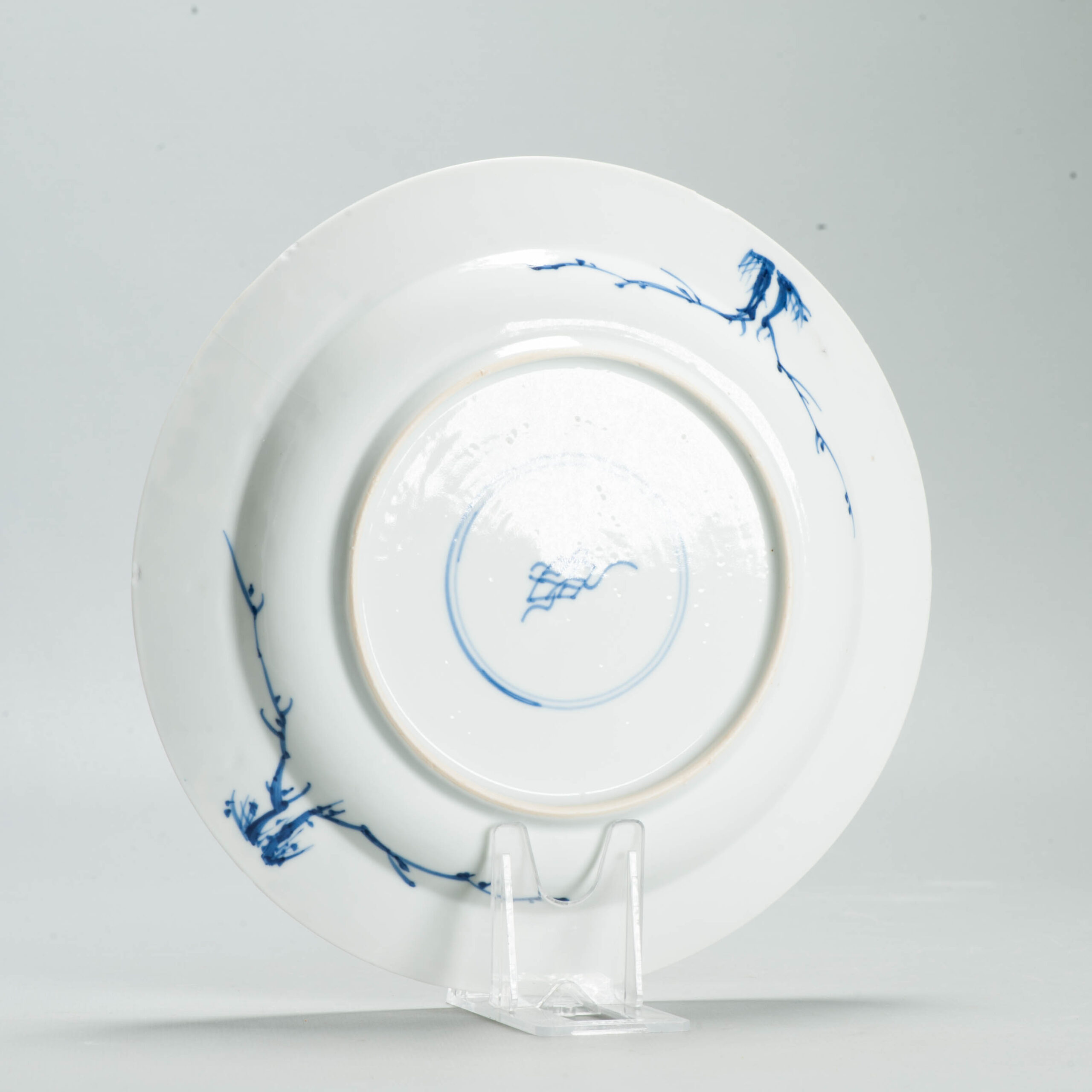 1707 Very nice 1700s Kangxi Blue rim dish Ducks in a Lotuspond - Image 9