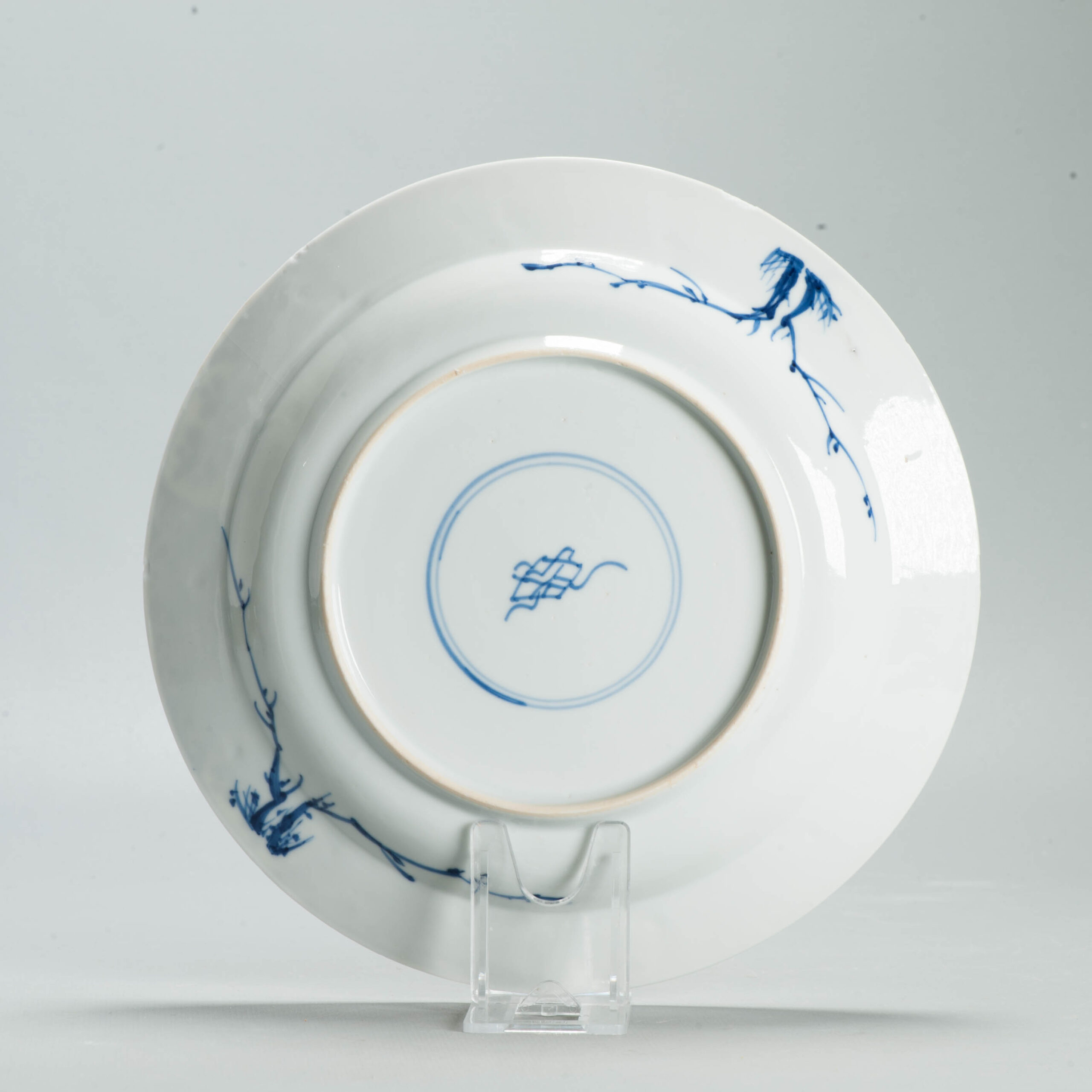 1707 Very nice 1700s Kangxi Blue rim dish Ducks in a Lotuspond - Image 8