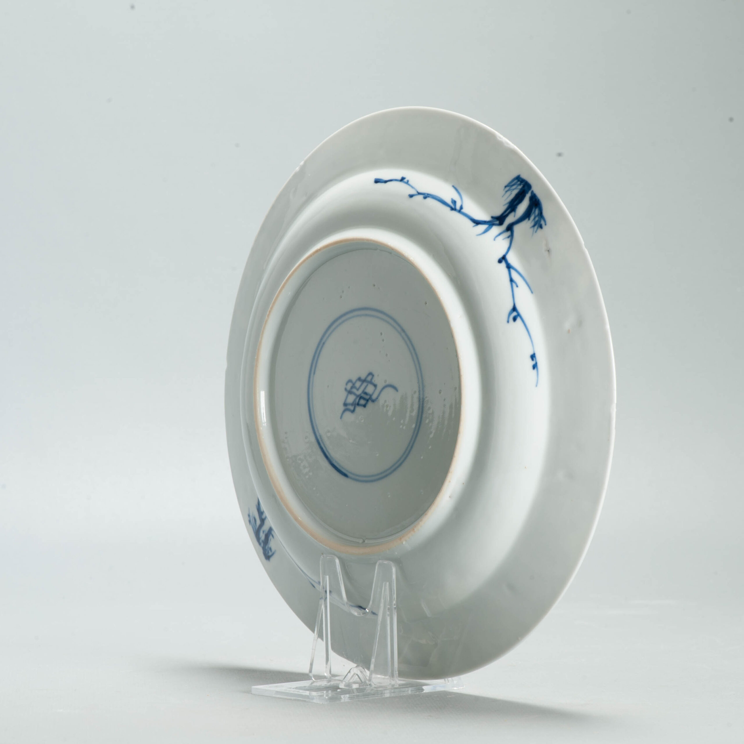 1707 Very nice 1700s Kangxi Blue rim dish Ducks in a Lotuspond - Image 7