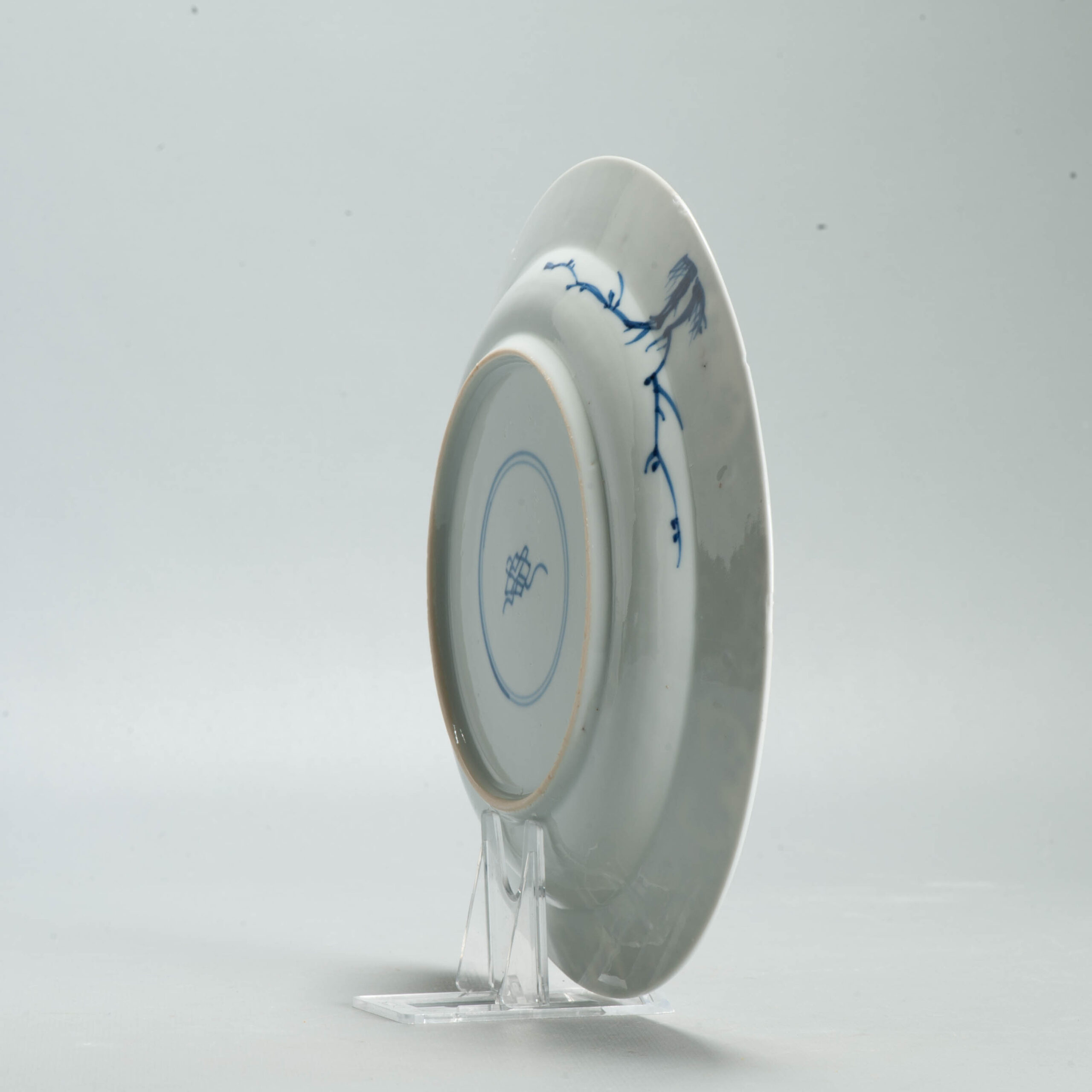 1707 Very nice 1700s Kangxi Blue rim dish Ducks in a Lotuspond - Image 6